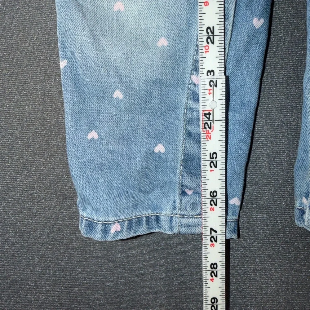 OshKosh Bgosh Girls 24M Blue Denim Heart Print Bib Overalls Light Wash 1K338210